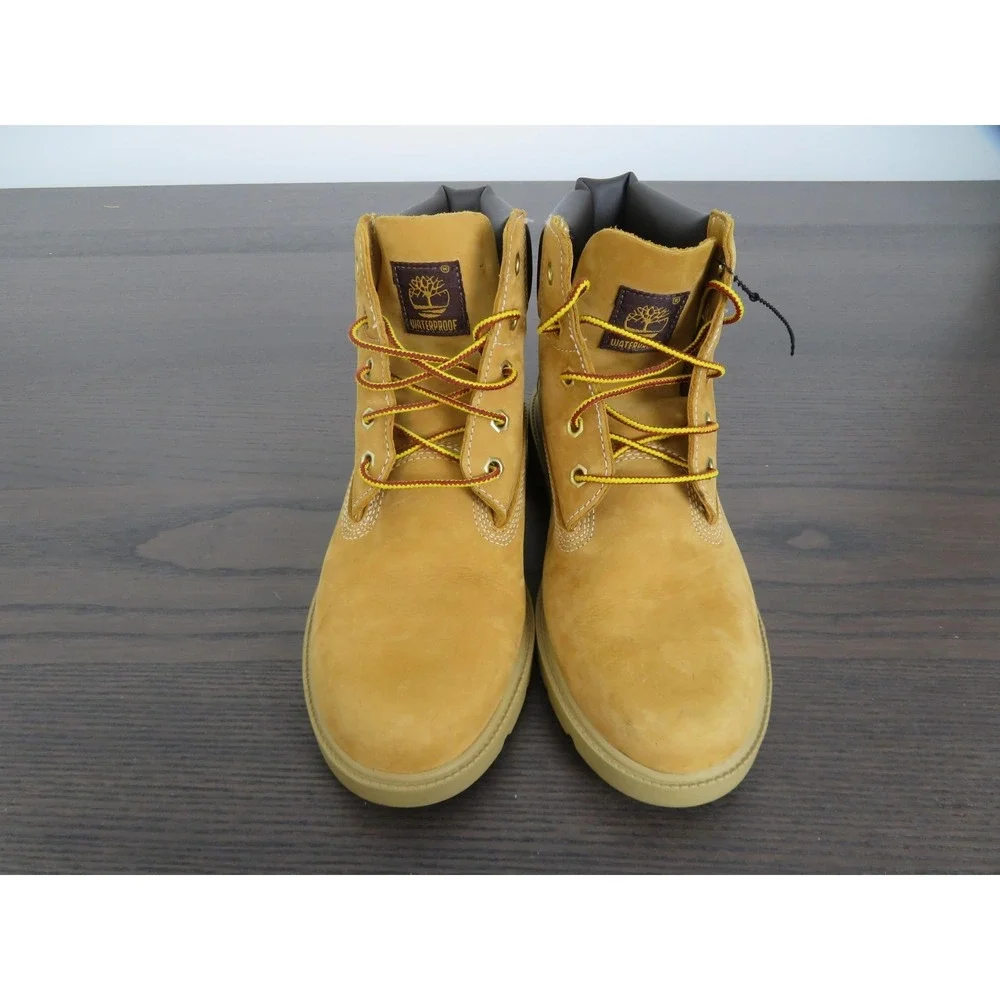 Timberland 6-Inch Premium Boots Boys Size 6 Beige Nubuck Waterproof Hiking Shoe